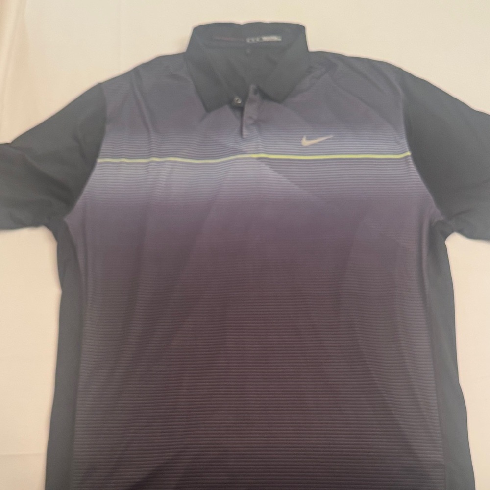 Nike Men's Polo Shirt - Black and Purple Ombre